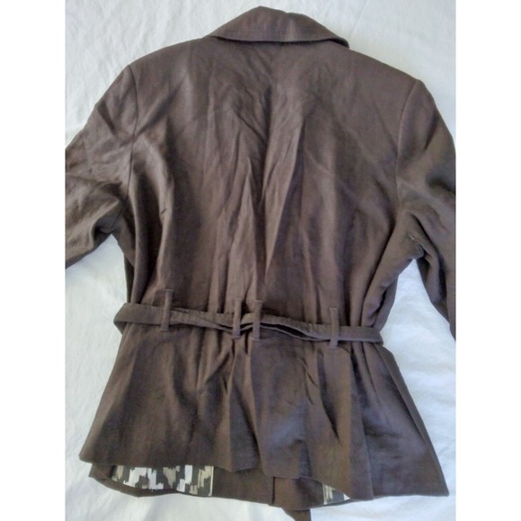 Ted Lapidus Blazer Linen Blend Belted Brown Womens Size FR 46 US 12 - Picture 10 of 10